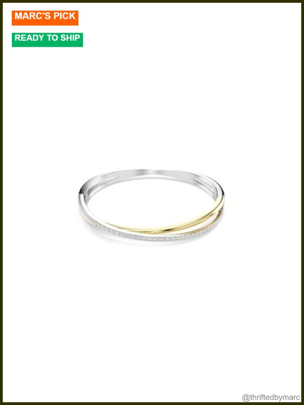 Swarovski Hyperbola Bangle Round Cut Zirconia Gold Tone Rhodium Plated